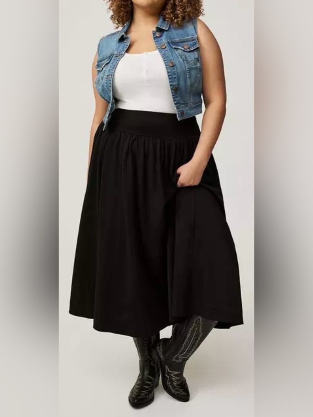 Torrid Women’s Black Flowy Cotton Maxi Skirt Size 2 (18-20) Plus Wide Waist NWOT